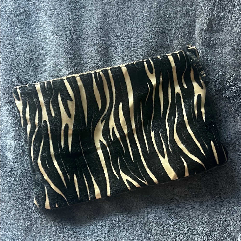 Zebra Print Clutch Pouch - Black & Cream